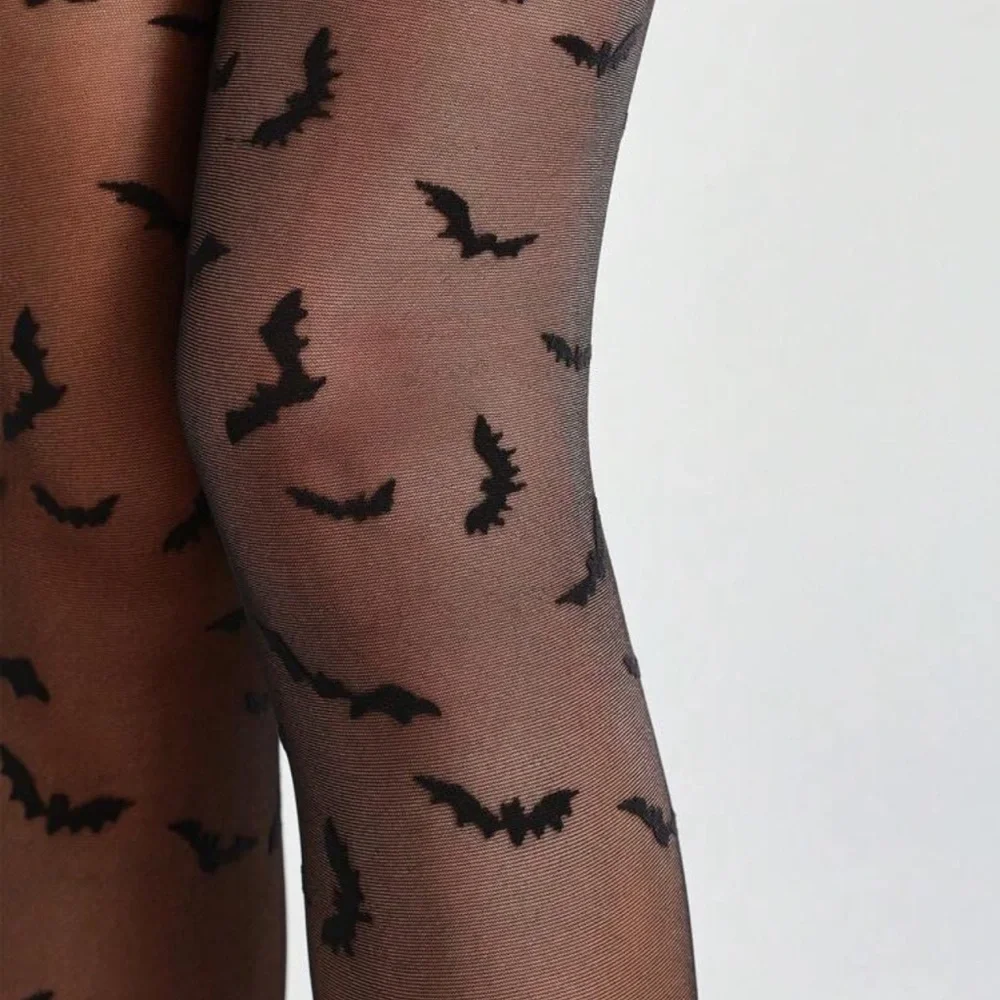Black Bat Print Tights 🦇